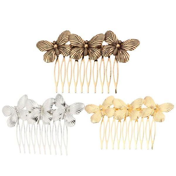 

hair brushes 3pcs butterflies bridal combs clip vintage side comb headdress, Silver