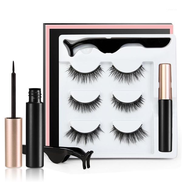

5/3pairs magnetic eyelashes liquid eyeliner and set false extension & tweezer set1