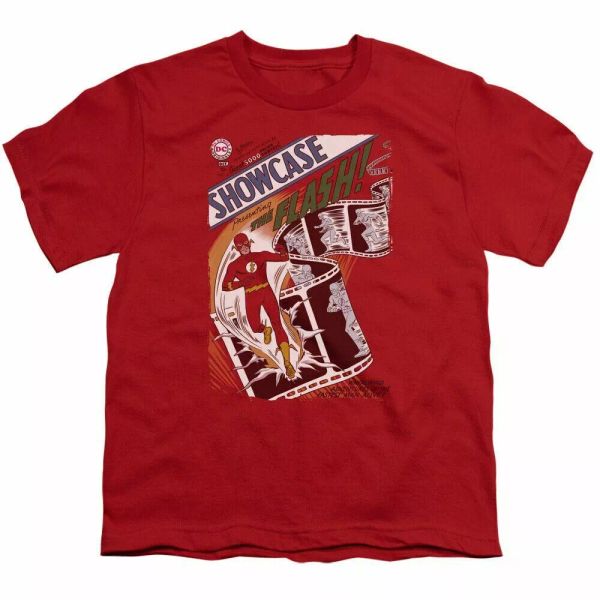 

the flash showcase #4 cover kids youth t shirt licensed dc comics tee red, White;black