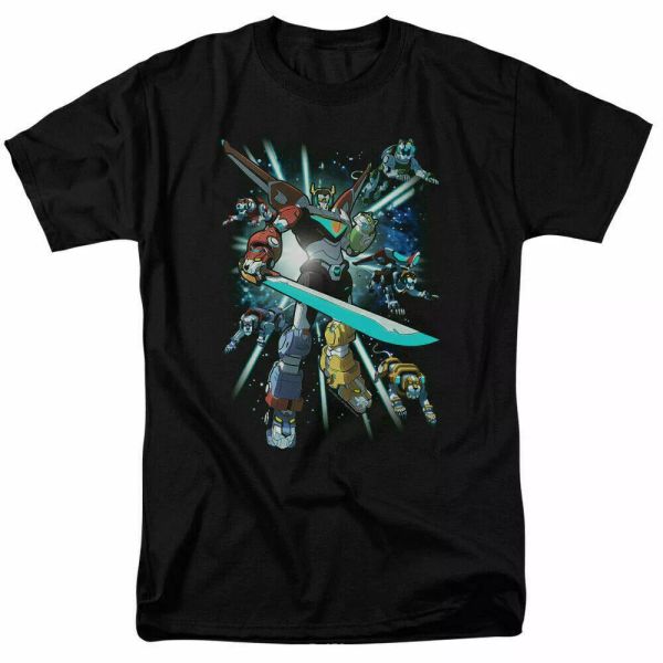 

Voltron Legendary Defender Lions Share T Shirt Mens Licensed Cartoon Black, White;black