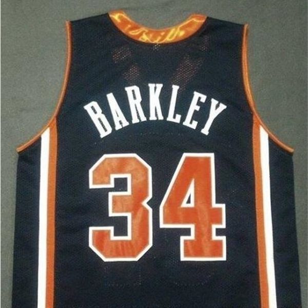 

001rare men youth women vintage #34 charles barkley navy blue white college basketball jersey size s-6xl or custom any name or number jersey, Black