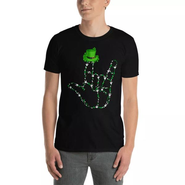 

i love you hand sign language cute asl st patrick's day leprechaun gifts t-shirt, White;black