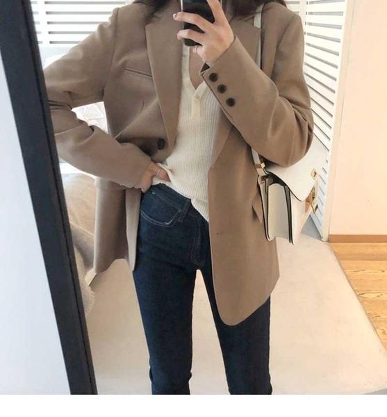 

solid color casual blazers women ol fashion elegant cardigans spring khaki retro slim jackets vintage office lady workwear women's suit, White;black