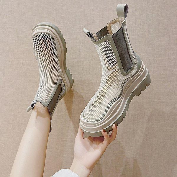 

designer women shoes womens platform heels summer boot mesh modern boots comfortable flat zapatos de mujer, Black