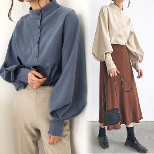 

women's blouses & shirts 2021 spring design sense long-sleeved puffy-sleeved white shirt french jacket cold wind all-match