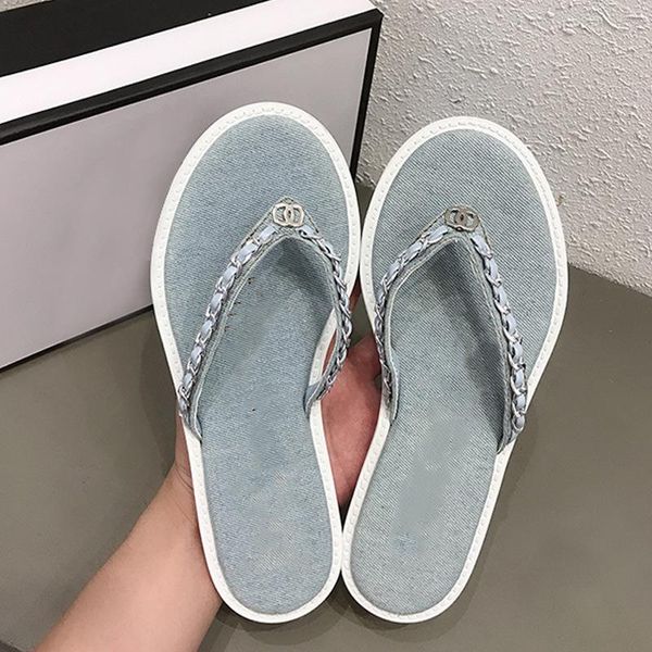 

women slippers metal chain summer beach outdoor flats genuine leather high-quality luxury designer flip flops womens flat shoes, Black
