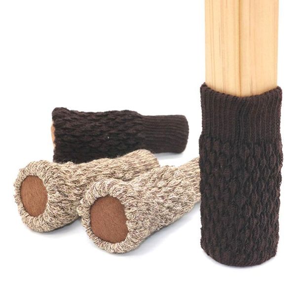 

chair covers 4pcs knitted foot cover non-slip furniture protection pad table legs socks anti-slip feet sleeve