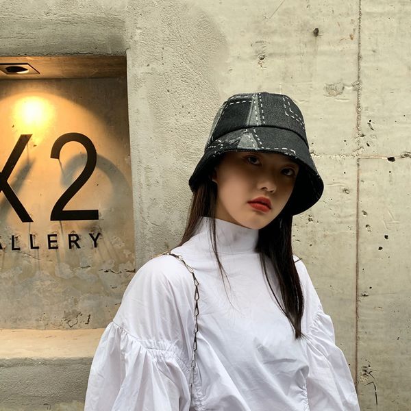

montage personality splicing beggar style cowboy bucket fisherman hat show face small net red sunscreen, Blue;gray