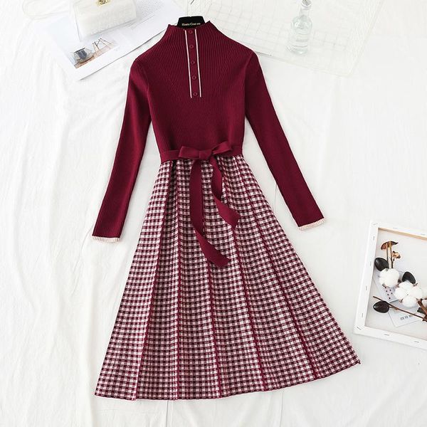 

casual dresses knitting dress female spring autumn 2021 long sleeve, Black;gray