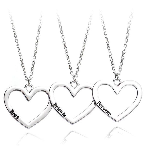 

pendant necklaces 3pcs/set necklace heart broken three friend forever women jewelry collares mujer, Silver