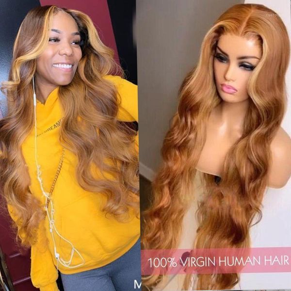 

ambition remy human hair lace front wigs pre plucked highlight frontal loose wave bleached knots1, Black;brown