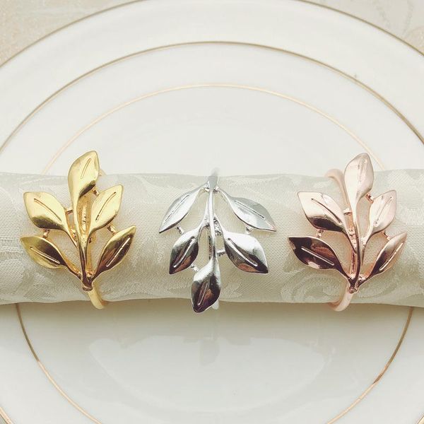 

6pcs el napkin holder autumn leaves buckle wedding party ring table decoration rings