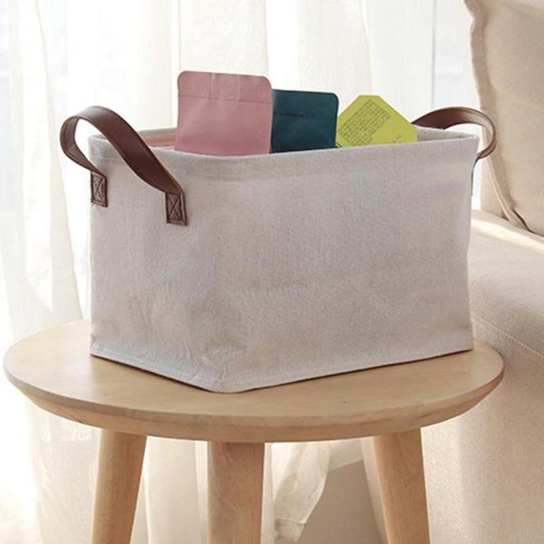 

storage bags bins laundry basket foldable dirt-proof cotton flax kids room toy bag for bedroom