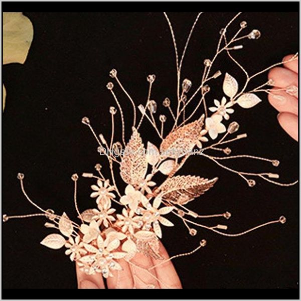 

& barrettes drop delivery 2021 forseven delicate flower leaf shining crystal pearls hairpins jewelry bride noiva wedding party hair decor si, Golden;silver