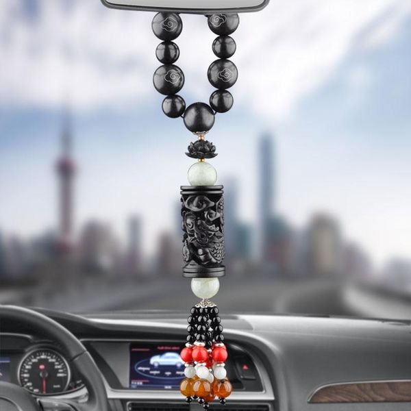 

car pendant interior decoration ebony black sandalwood dragon pillar high grade rear view mirror men's safety decorations