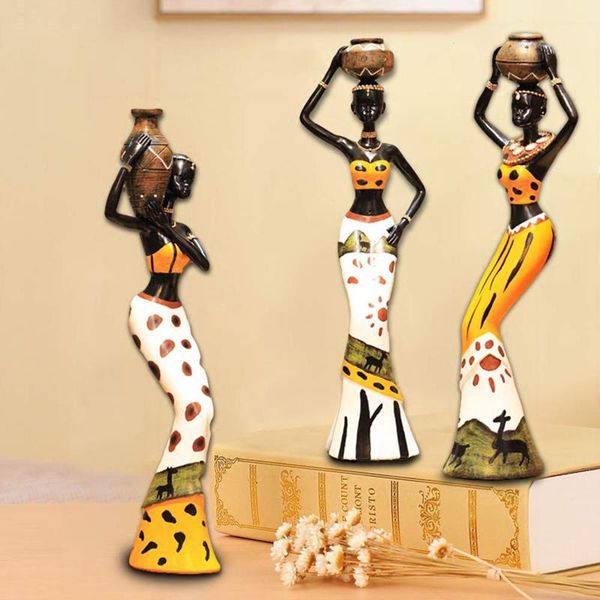 

decorative objects & figurines ermakova set of 3 african female figure girl sculpture tribal lady figurine woman statue home office decorati
