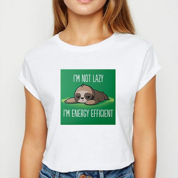 

fashion sloth im not women lazy hipster spring summer versatile recreational ropa mujer tee o neck shirts, White