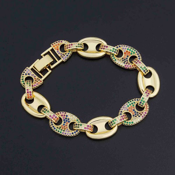 

new design chain bracelets & bangles gold color micro pave cz rainbow wristband jewelry for women girls party wedding gift, Black