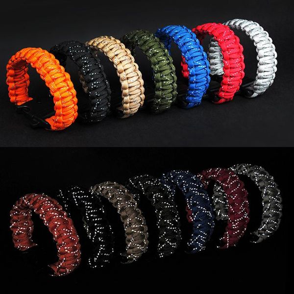 

outdoor camping paracord rope umbrella nine core reflective braided whistle escape emergency gadgets