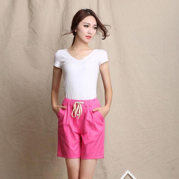 

women's pants & capris woman summer plus size mid solid elastic waist loose flax lady casual sweat breathable women d15 b547, Black;white