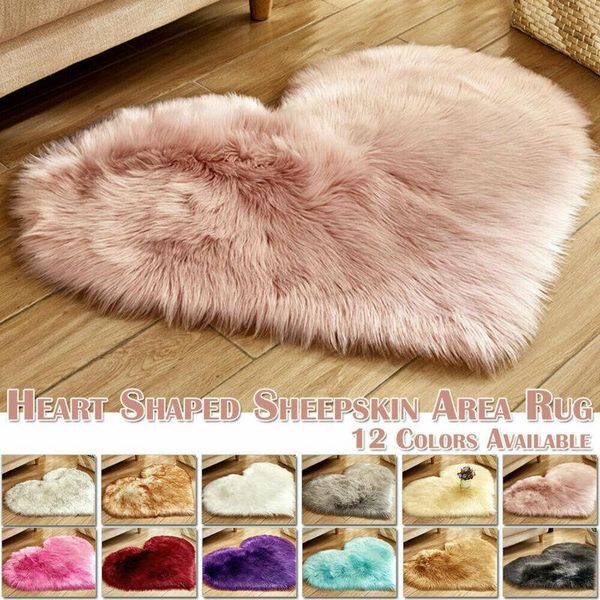 

cushion/decorative pillow fluffy heart shaped anti-skid soft fabric love shaggy floor mat carpet room area faux fur bedroom hairy rug dining