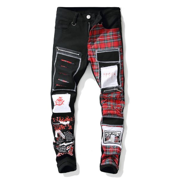 

Men's designer Jeans Pants luxury Destroyed Ripped Denim High Quality Trousers Distressed Biker Jogging Jeans mens clothes size 29-38, Blue