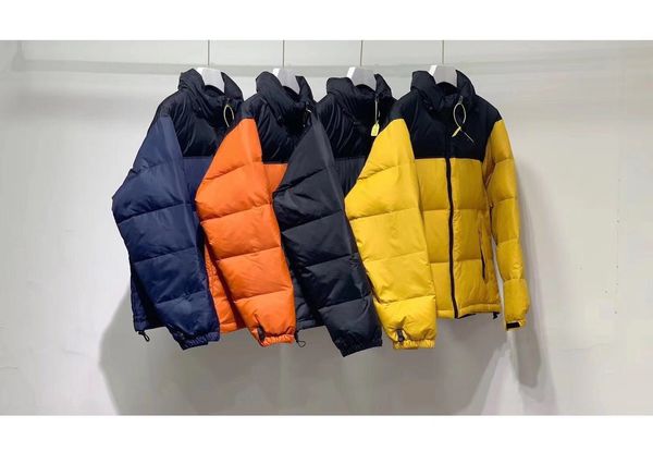 

classic brand men's down jacket 90% white duck downs jackets northern warm thick coat stand-up collar design embroidered logo coats out, Black