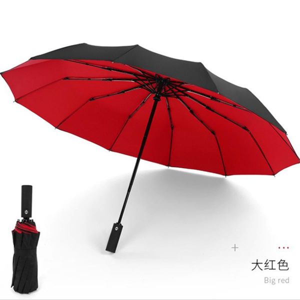 

umbrellas 105cm 12 bones fully automatic umbrella triple folding windproof men business gift advertising sunny and rainy
