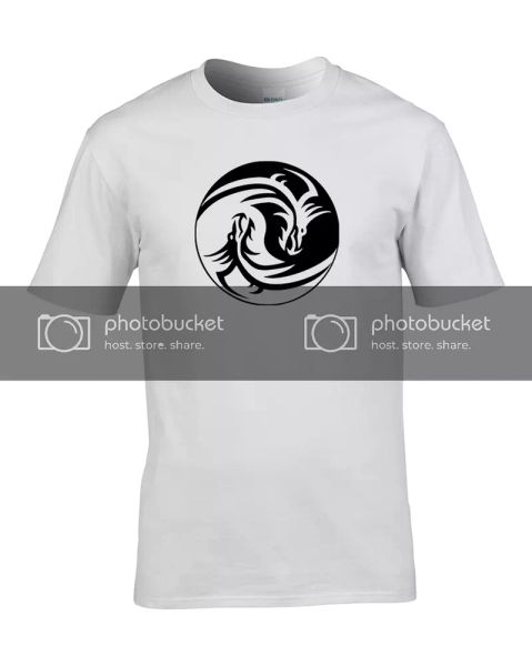 

yin & yang dragons - chinese philosophy symbol- men's t-shirt, White;black