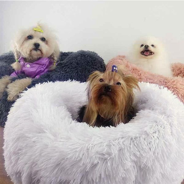

kennels & pens super soft dog bed long plush kennel round washable cat house velvet mats sofa for chihuahua basket pet