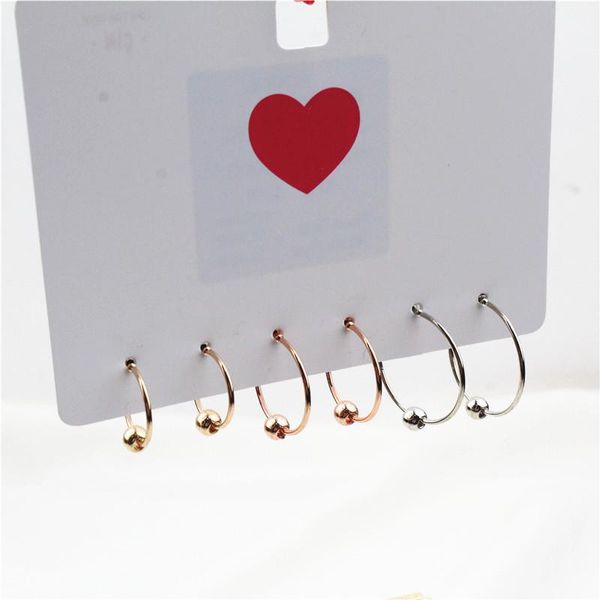 

hoop & huggie mixed color electroplate small ear ring set simple student, Golden;silver
