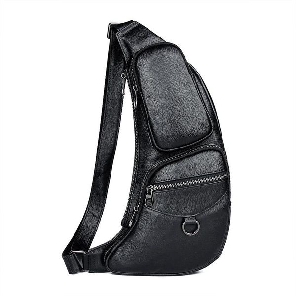 

men chest travel bags cow leather 2021 man casual fashion bag male shoulder waist
