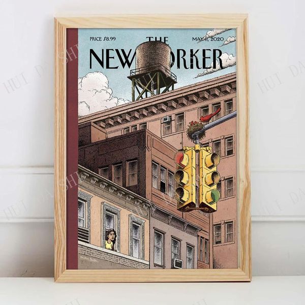 

paintings shelter in place - the yorker magazine cover art print, bookstore art,