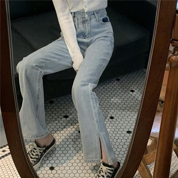 

women's jeans high waist 2021 autumn small design sense pants, Blue