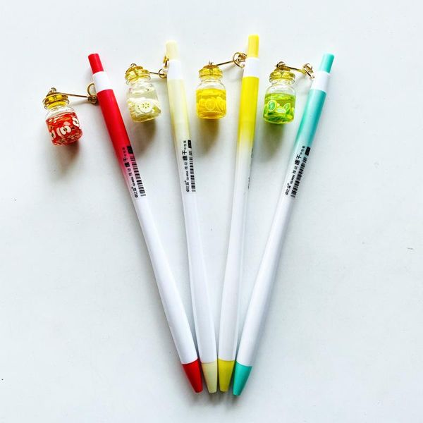 

gel pens 1x colorful cute crystal bottle with fruit pendant pen rollerball school office supply stationery 0.5mm black ink