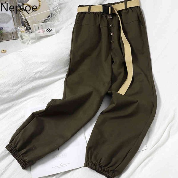 Neploe Fashion Harem Pants Womens All-match con bottoni Tute da studente Pantaloni dritti coreani Streetwear Pantaloni sportivi casual 210422