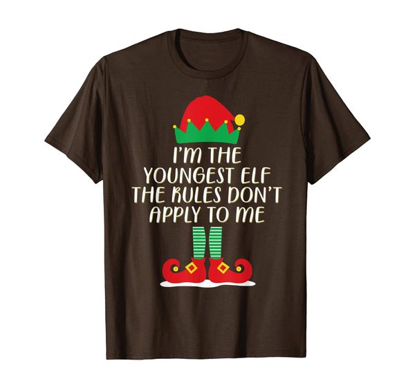 

i'm the youngest elf t shirt the rules don't apply to me t-shirt, White;black