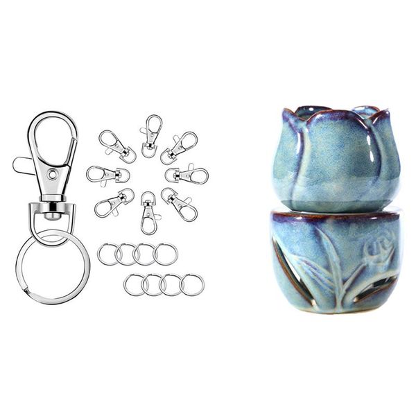 

fragrance lamps furnace candle lamp decoration with 100pcs alloy lobster clasps hooks and jump rings keychain