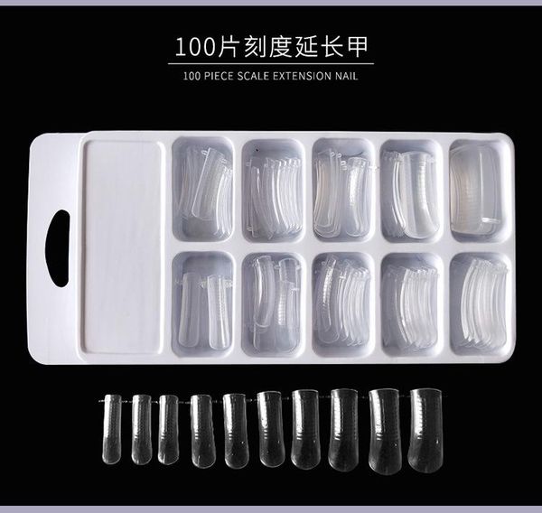 

false nails 100pcs extension artificial with scale transparency no glue nail art pieces suitable for diy & salon dl, Red;gold