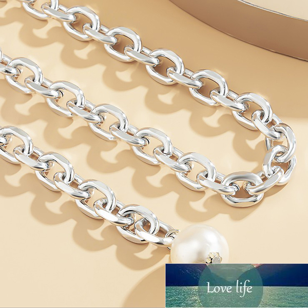 

metal fashion waist chain belt women pearl chain belly body jewelry imitation pearl, Silver