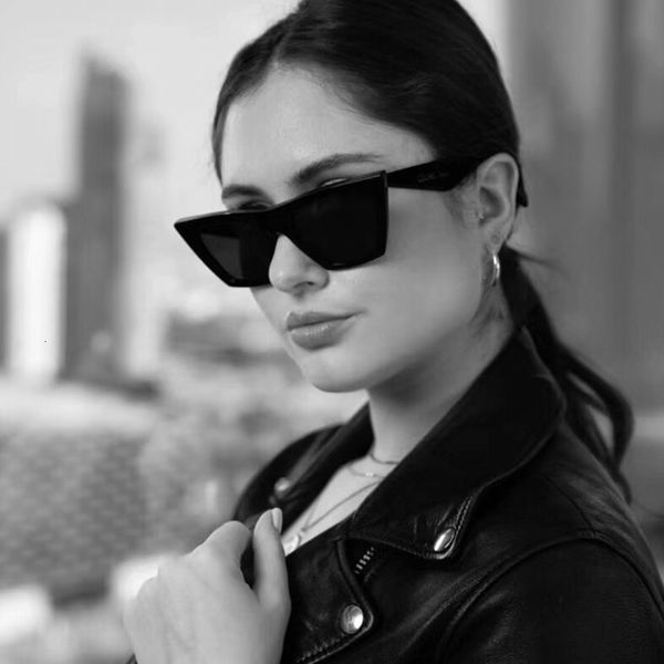 

black acetate cat eye women sunglasses gray lens flat top, White;black