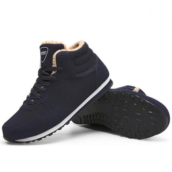 

boots winter warm plush sneakers men snow ankle booties comfortable outdoor walking sneaker man high sports black blue