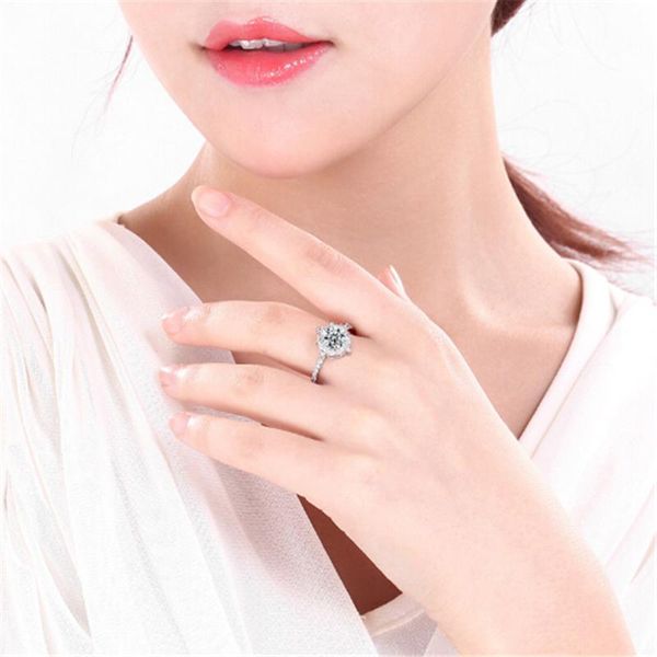 

cluster rings wedding ring special moment for her gift simple silver engagement anel feminino, Golden;silver