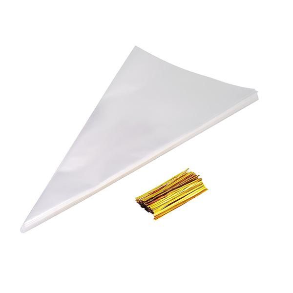 

gift wrap 100pcs cellophane clear cone shaped cello treat bags cookie with ties
