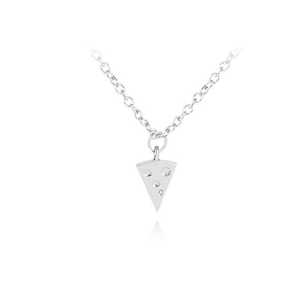 

pendant necklaces 10 geometric triangle pizza cake necklace lucky good friends cheese charm clavicle chain jewelry, Silver