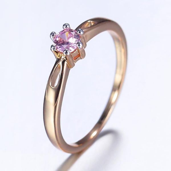 2mm elegante anello in oro rosa 585 con cinturino in pietra rosa per le donne ragazze festa nuziale fidanzamento gioielli moda regali 72 anelli