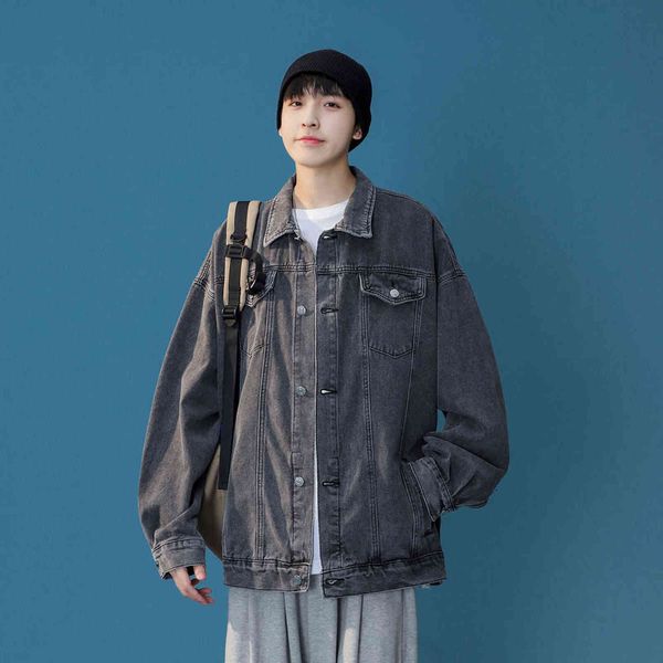 

spring and autumn loose denim jacket n991 / p98 price control 158, Black;brown