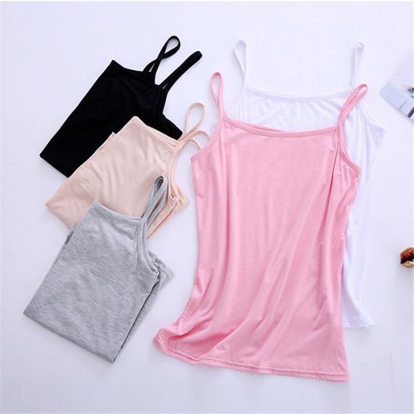 

camisoles & tanks 2021 casual big size women modal vest solid o-neck basic summer outfits slim lady short paragraph bottomings 1477, Black;white