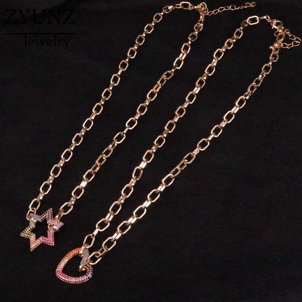 

pendant necklaces 4pcs, gold color chain statement necklace for women rainbow cz star / heart wedding party gifts, Silver
