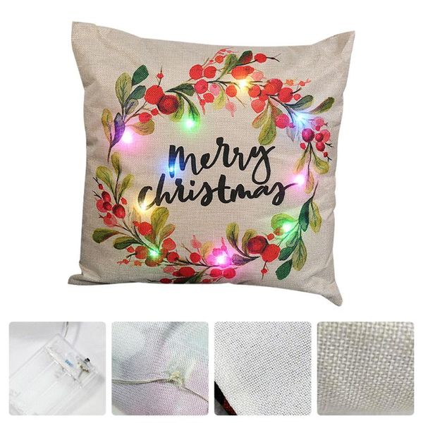 

cushion/decorative pillow christmas throw cover with led lights linen decorative cushion